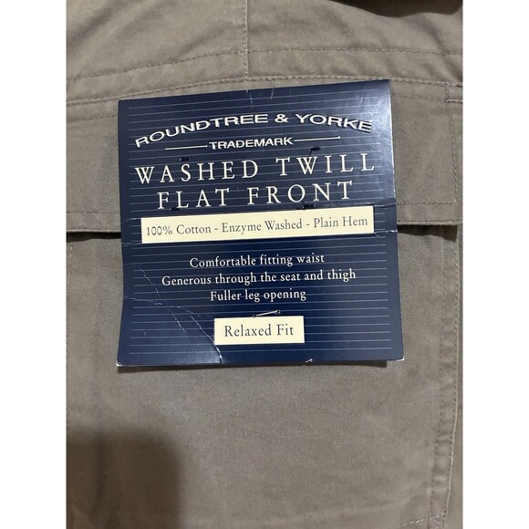 Roundtree & Yorke Casuals Pants Mens Size 36Wx29L Relaxed Fit OLIVE GREEN NWT - Picture 3 of 3